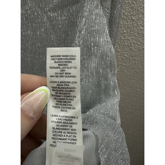 Chicos Womens Shirt Size 3 Gray Metallic Ultimate Layer Long Sleeve Seagull NWTS - Picture 9 of 14